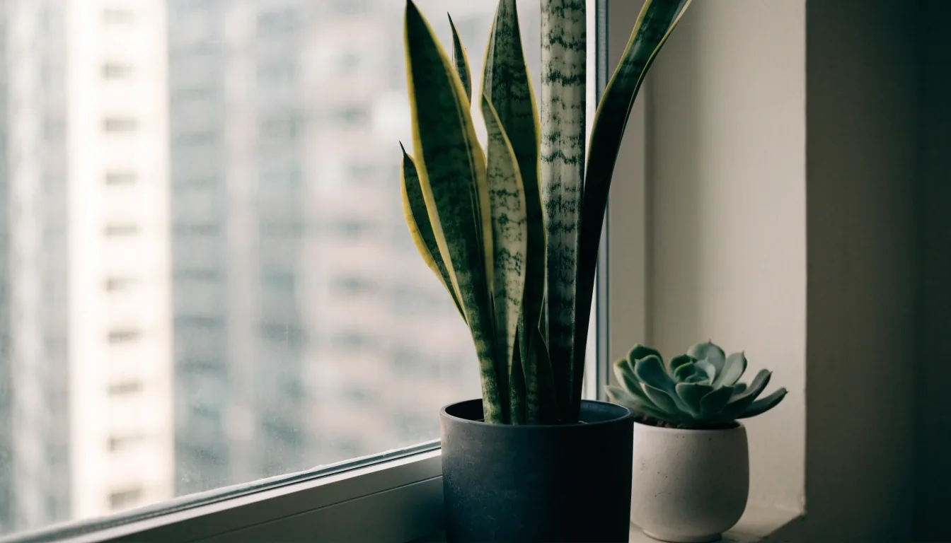 ZZ plant and a small succulent on an office desk in Hong Kong